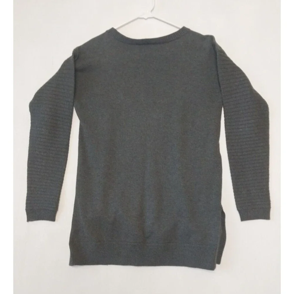 Michael Kors Gray/Navy Cotton Pullover Sweater Women's Sm. Crew Long Sleeve